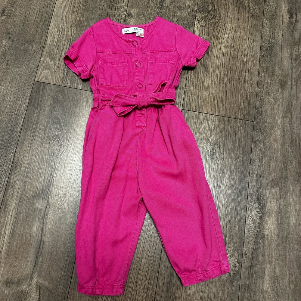 Zara toddler girls hot pink jumpsuit